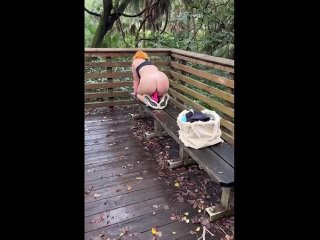 excited by a tourist with a big ass masturbate and squirt
